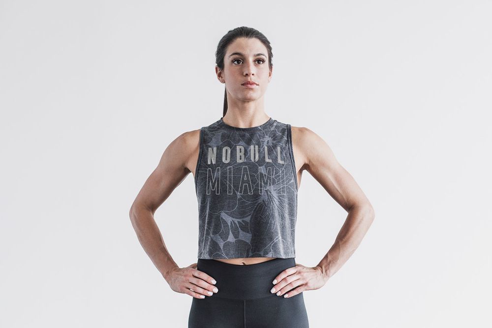 NOBULL Muscle Miami Tank Üstleri Bayan - Gri / Siyah - Turkiye (NIR-861937)